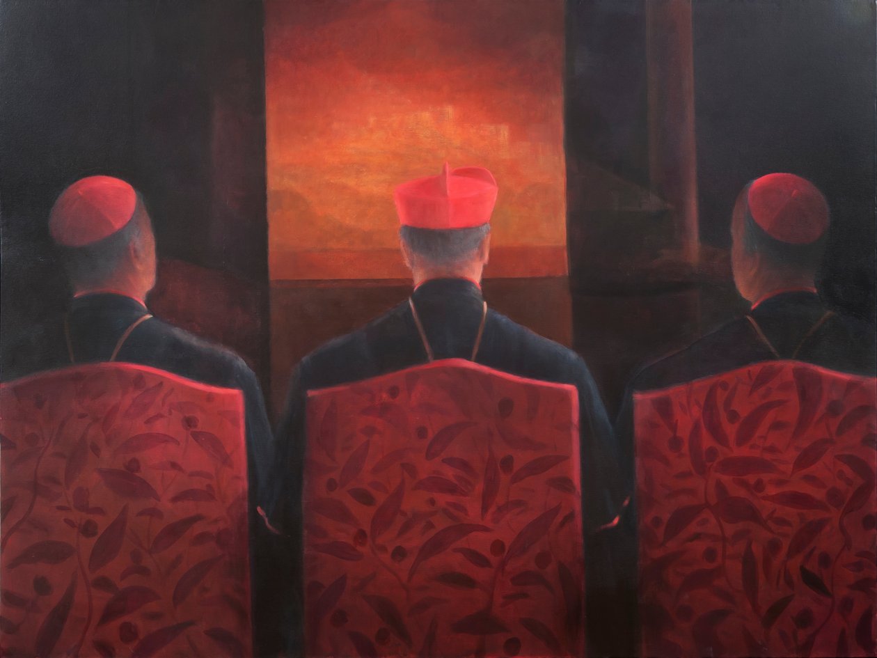 Three Cardinals, 2012 (akryl på duk) av Lincoln Seligman