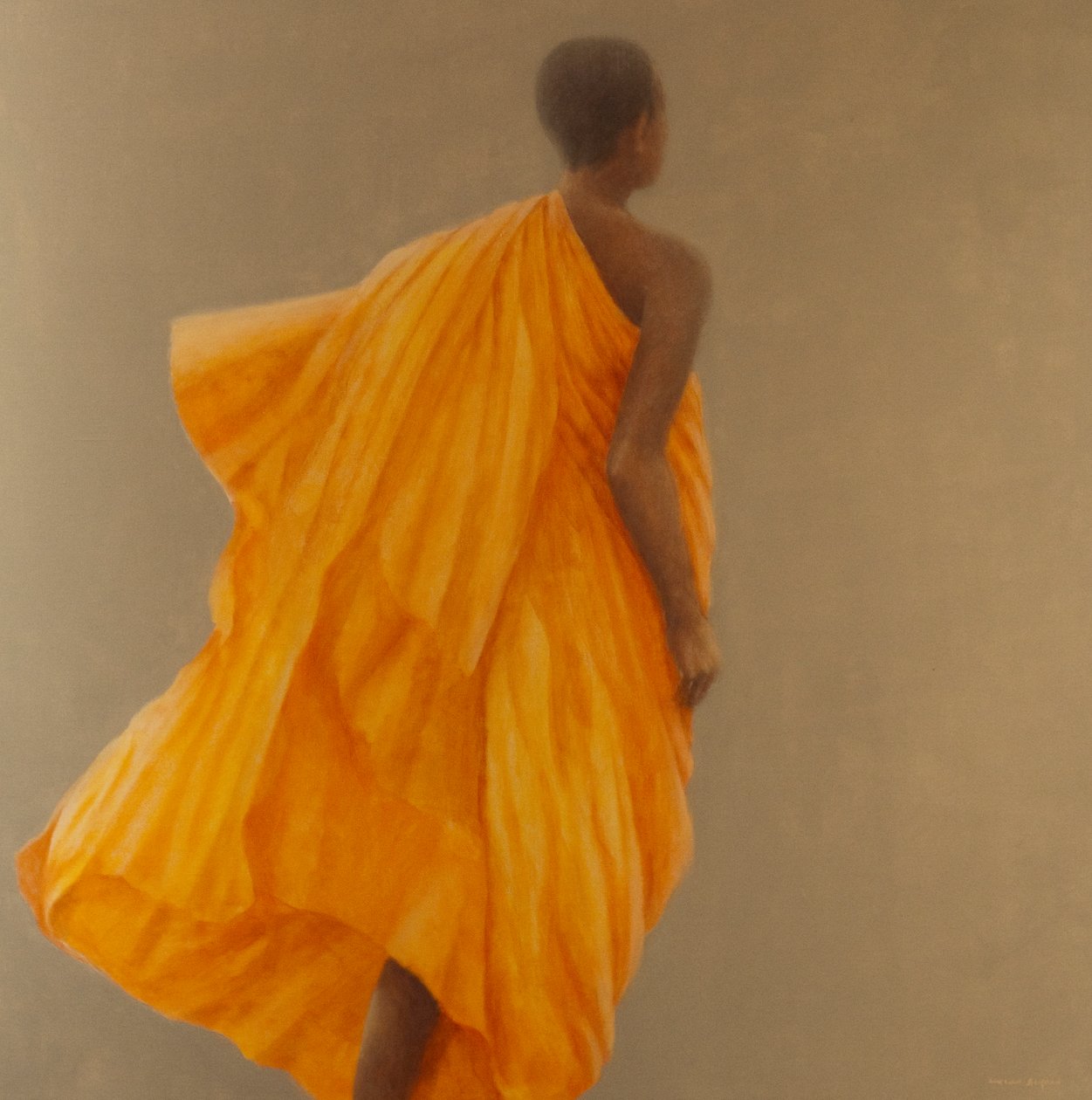 Young Monk Sri Lanka, 2010 (akryl på duk) av Lincoln Seligman