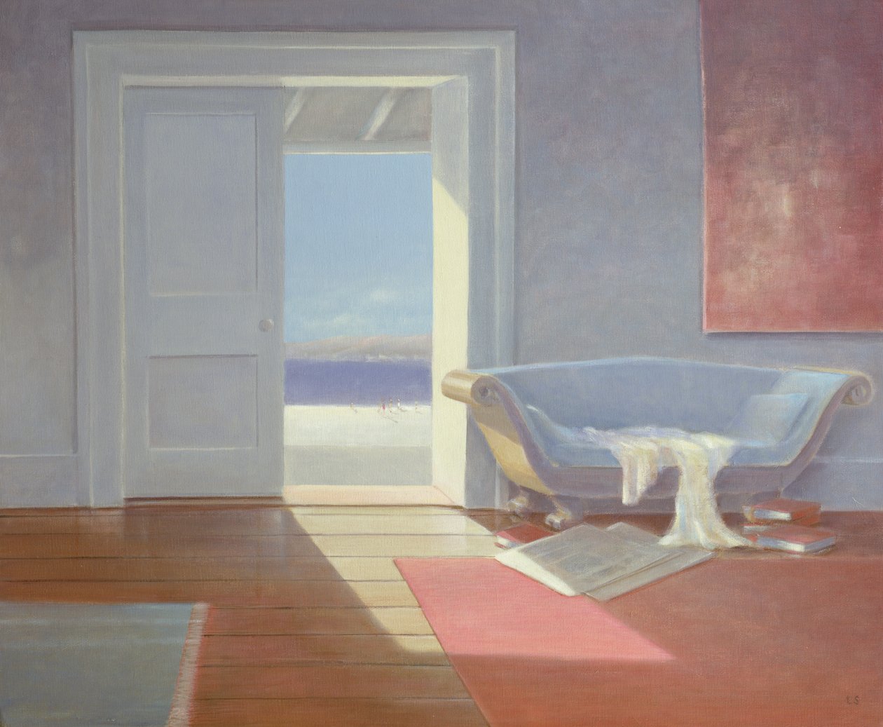 Beach house, 1995 (akryl ombord) av Lincoln Seligman