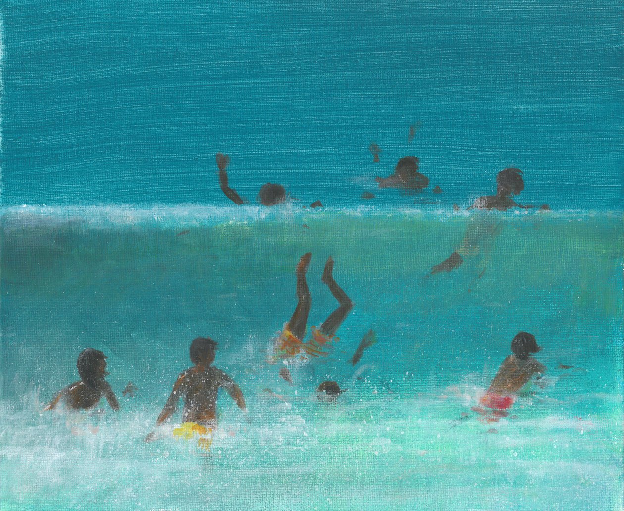 Children in the Surf, 2015 (akryl på duk) av Lincoln Seligman