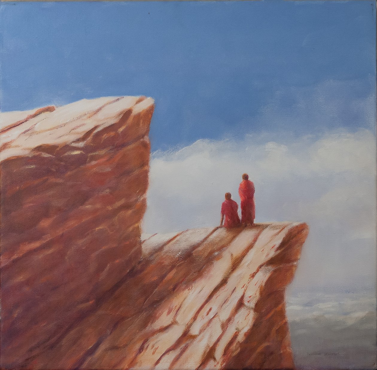Mountain Walk, Bhutan, 2010 (gouache på duk) av Lincoln Seligman