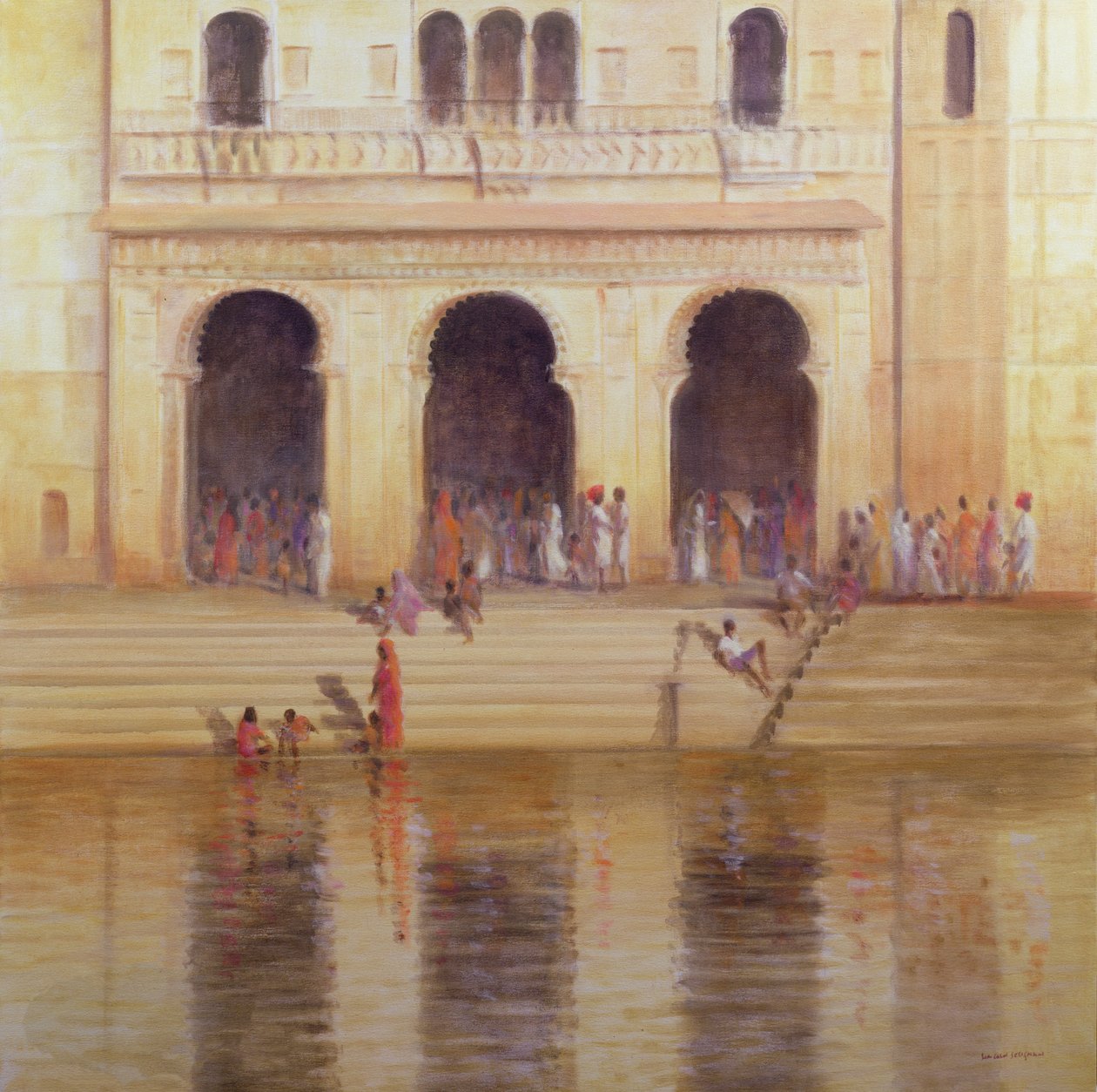 Udaipur Steps (olja på duk) av Lincoln Seligman