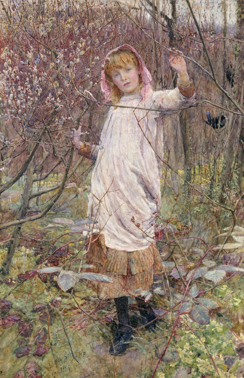 The First Buds of Spring, 1885 (wc & kroppsfärg på papper) av Lionel Percy Smythe
