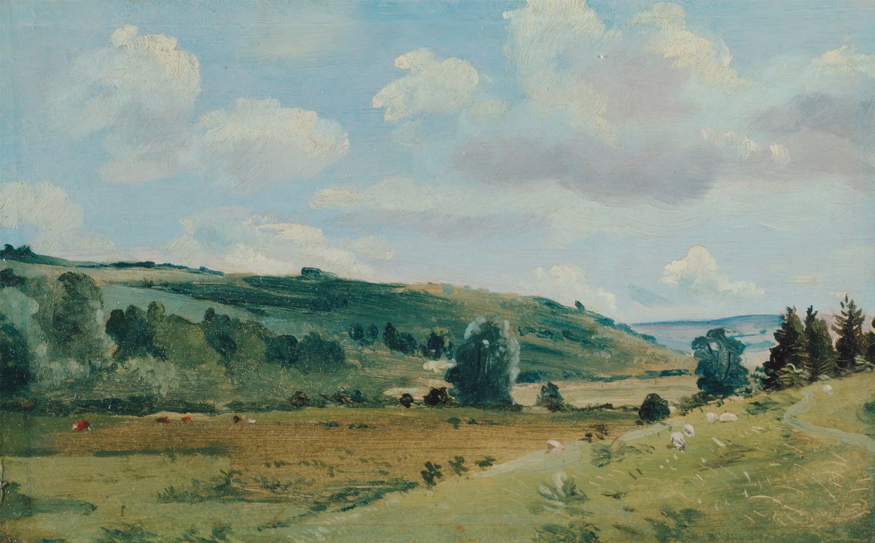 Sommarlandskap nära Dedham, mellan 1849 och 1855. av Lionel Constable