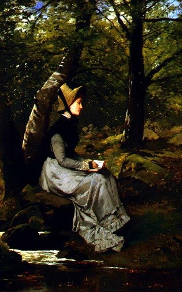 Dags att reflektera (olja på duk) av Lionel J. Cowen