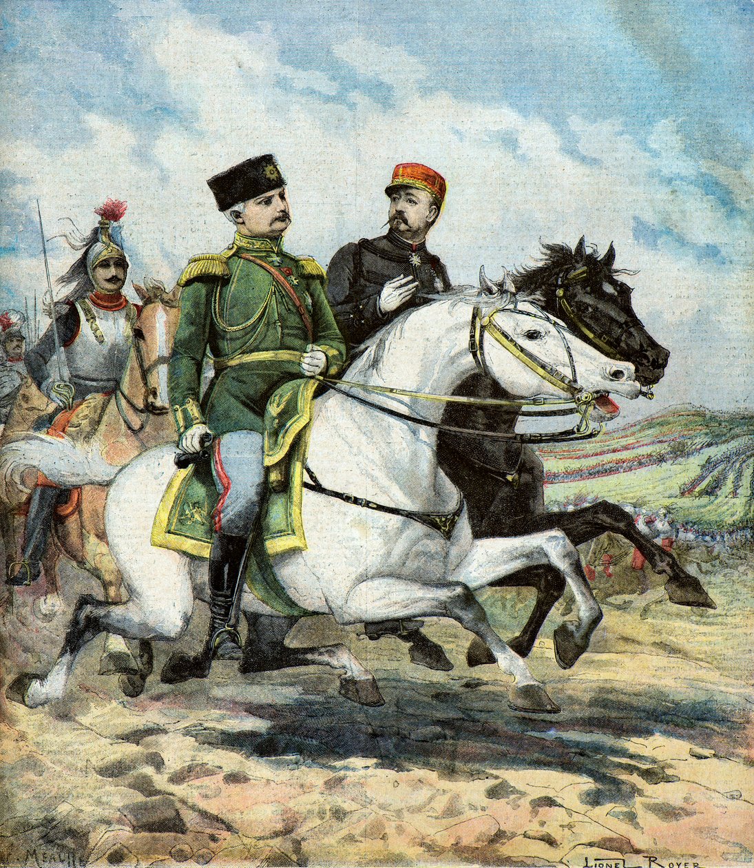 Franska generalen Saussier och ryska generalen Dragomiroff av Lionel Noel Royer