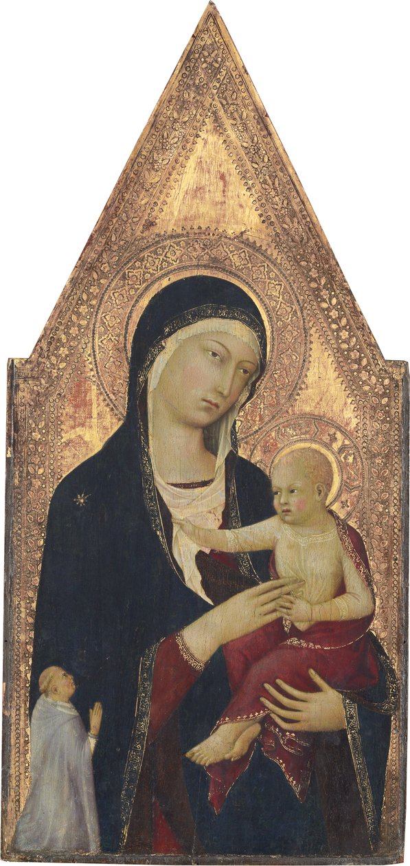 Madonna och barn med donator, 1325-30 (tempera på panel) av Lippo Memmi