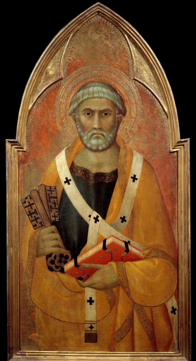 Representation av Sankt Peter (San Pietro) Detrempe på trä av Lippo Memmi (känd från 1317-1347) 1300-talet sön. 0,94x0,44 m - Representation av Sankt Peter (San Pietro). Tempera på trä av Lippo Memmi (känd från 1317 till 1347) av Lippo Memmi