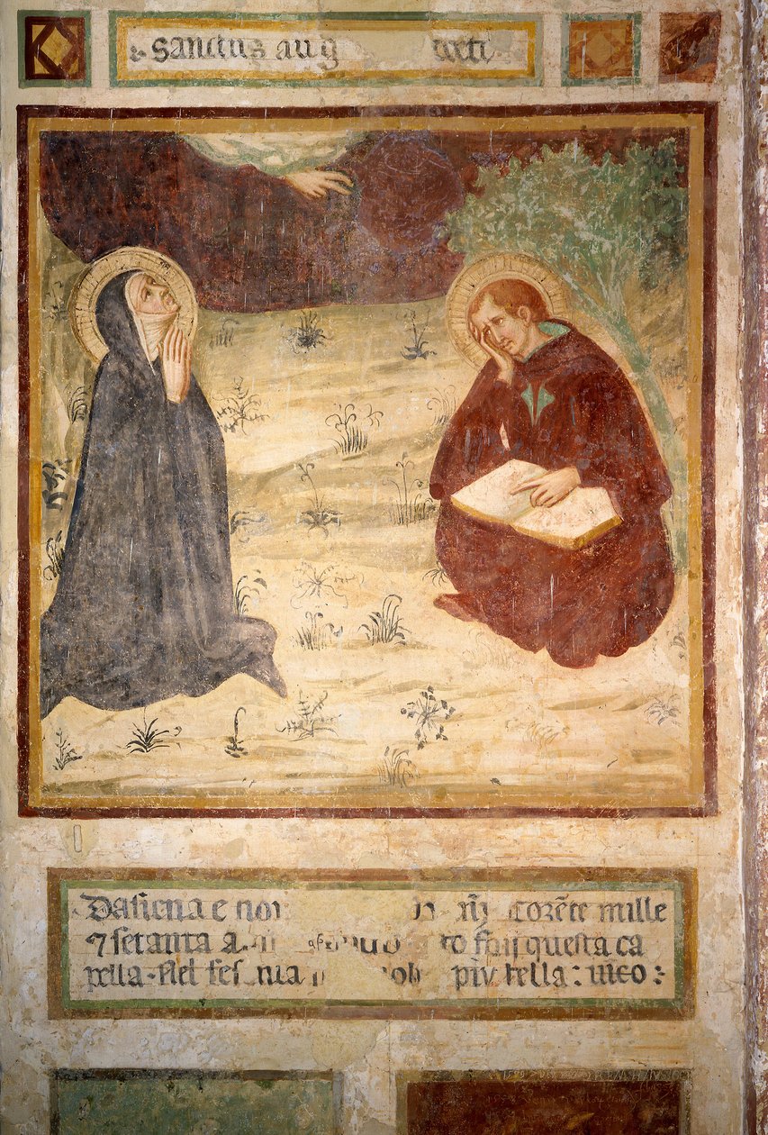 Saint Augustine of Hippo (354-430) och Saint Monique, Hermitage of San Leonardo al Lago, Monteriggioni av Lippo Vanni