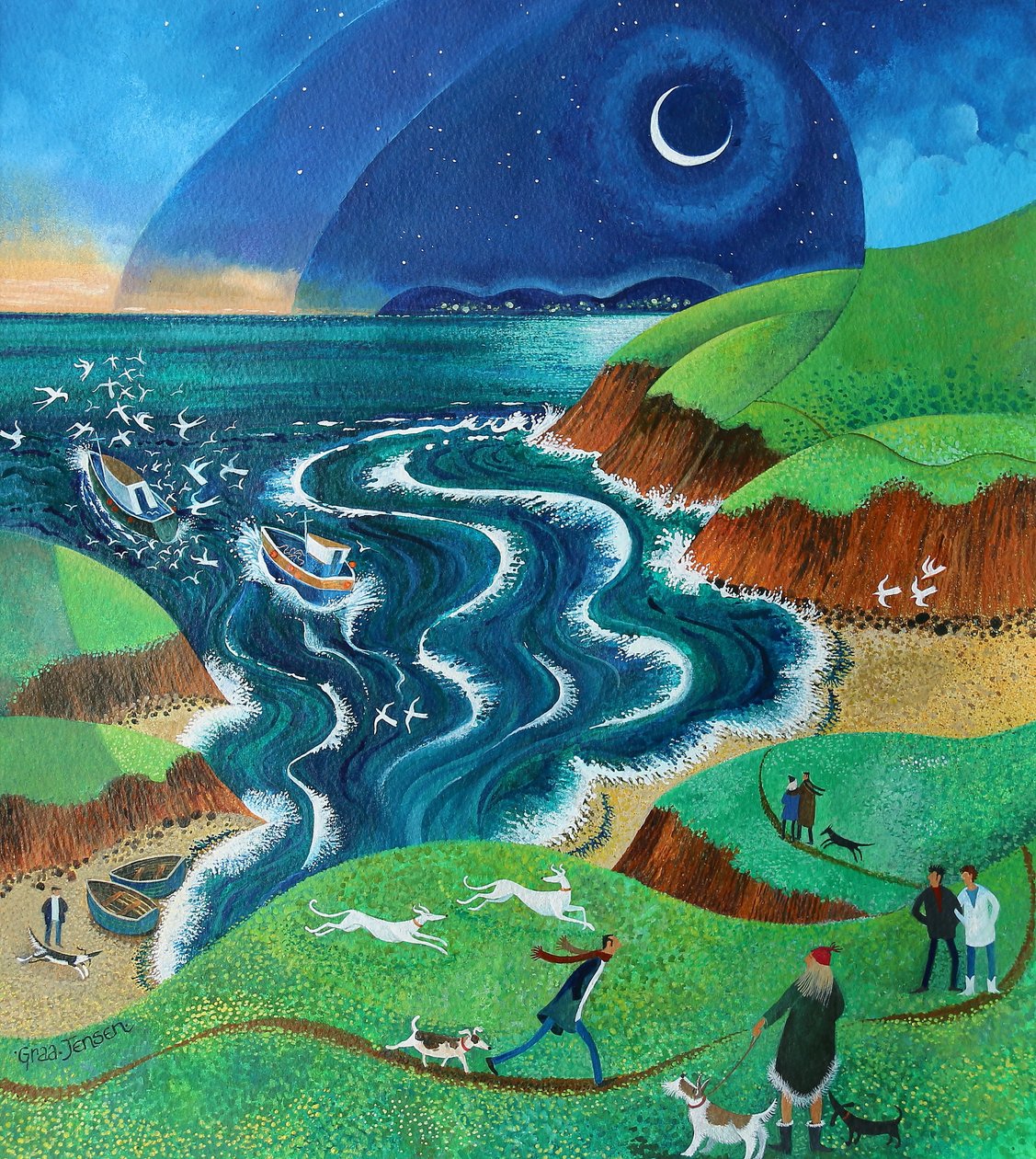Evening Sea Breezes, 2017 (akryl på papper) av Lisa Graa Jensen
