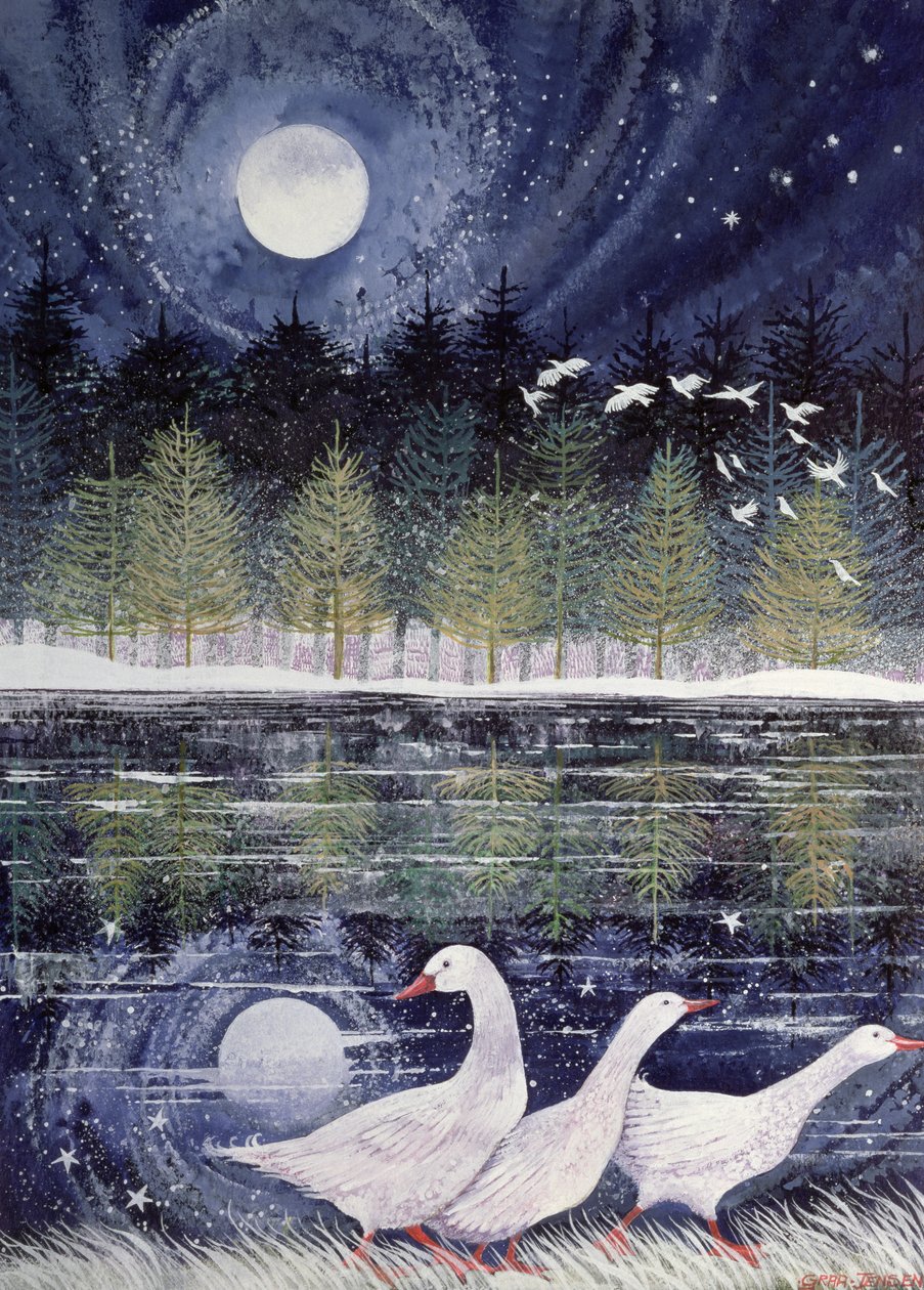 Snögäss, 1995 (akryl, bläck, gouache) av Lisa Graa Jensen
