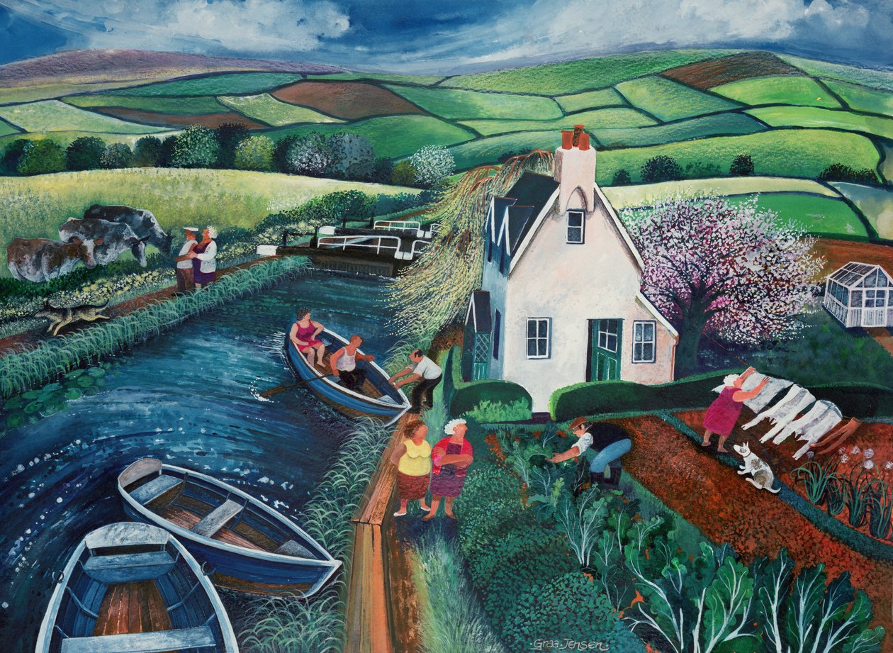 St Catherines Lock (bläck och gouache på papper) av Lisa Graa Jensen