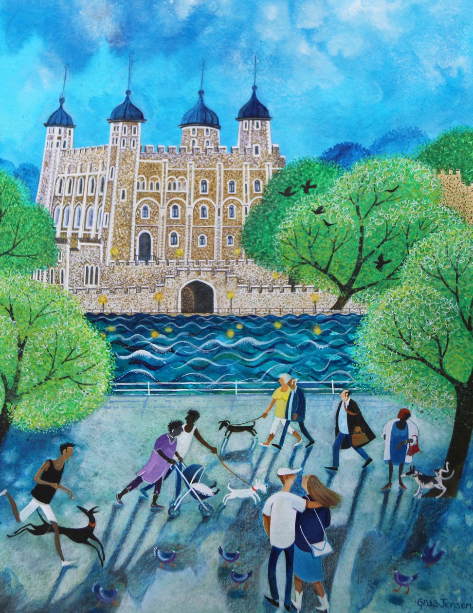 Tower of London 2018 (akryl på papper) av Lisa Graa Jensen