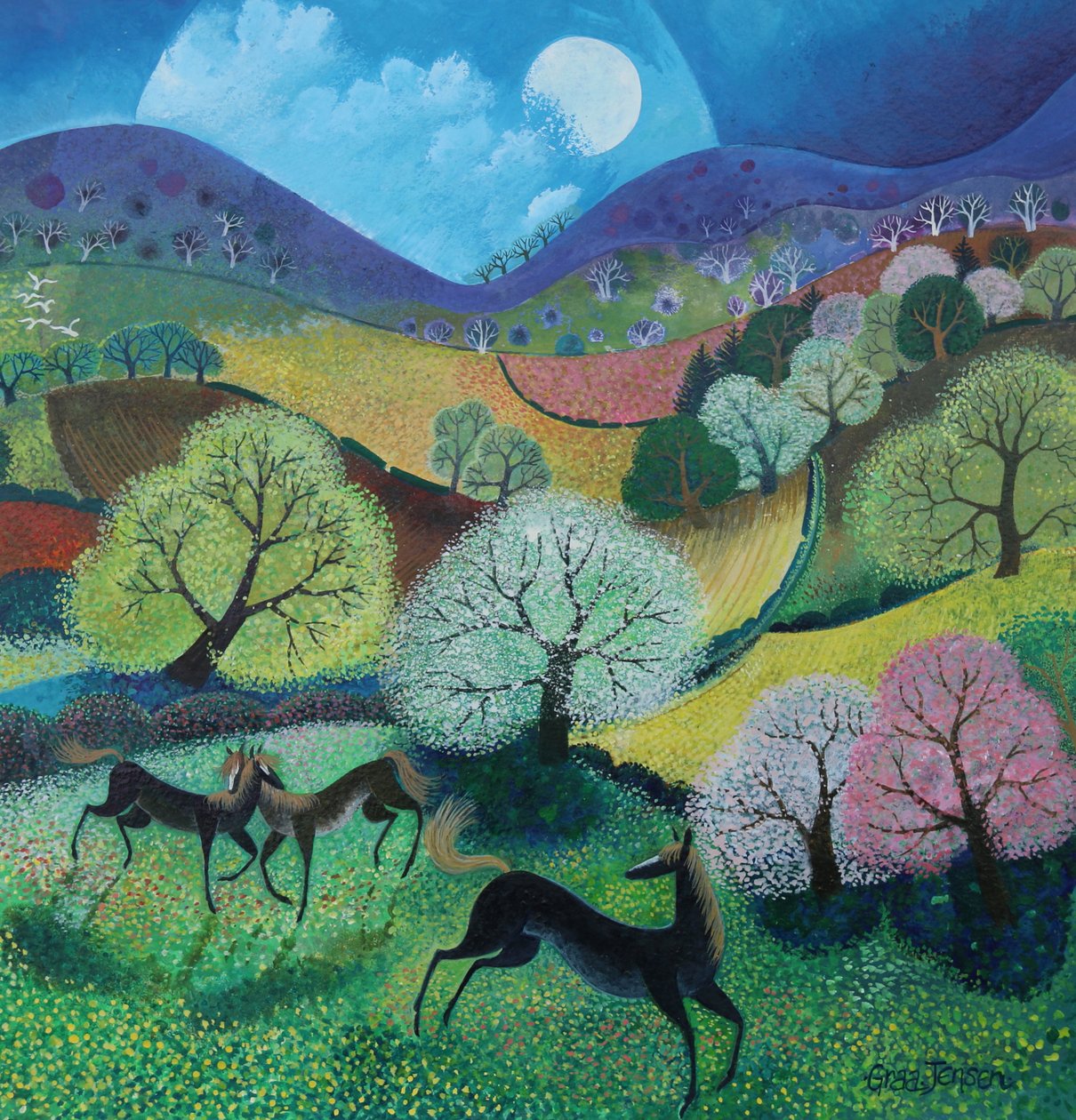 Black Horse, 2024 (akryl på papper) av Lisa Graa Jensen