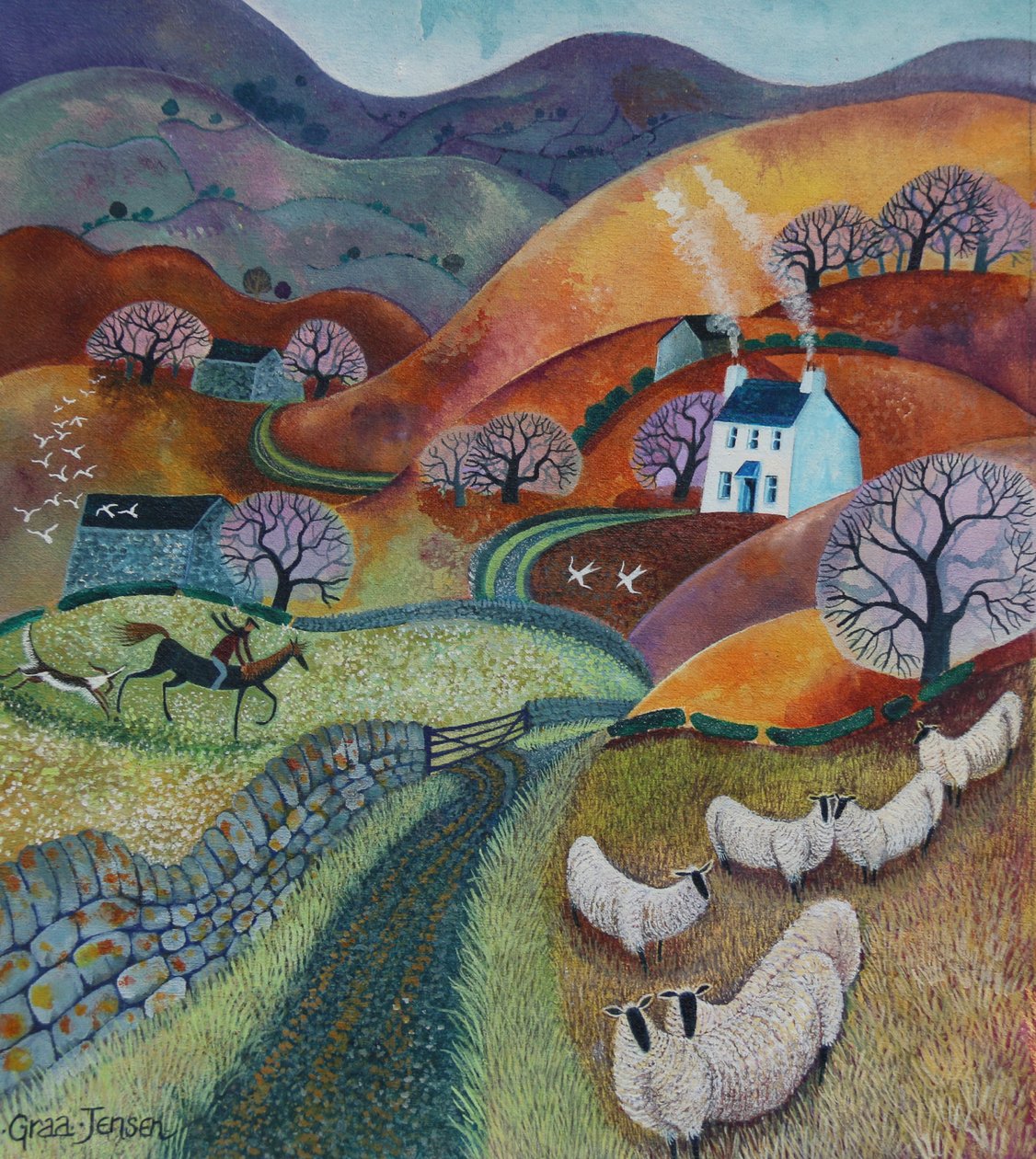 Country Ways, 2021 (akryl på linne) av Lisa Graa Jensen