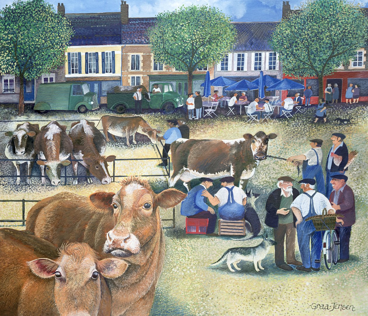 Cow Dealers II (bläck och gouache på papper) av Lisa Graa Jensen