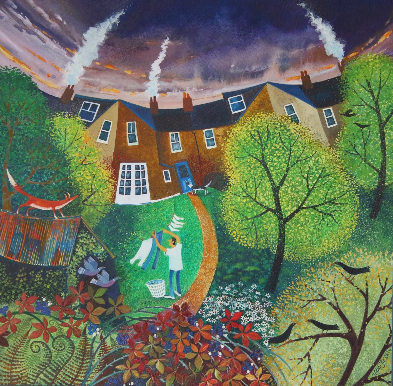 Mr. Foxs Garden, 2016, (akrylbläck på papper) av Lisa Graa Jensen