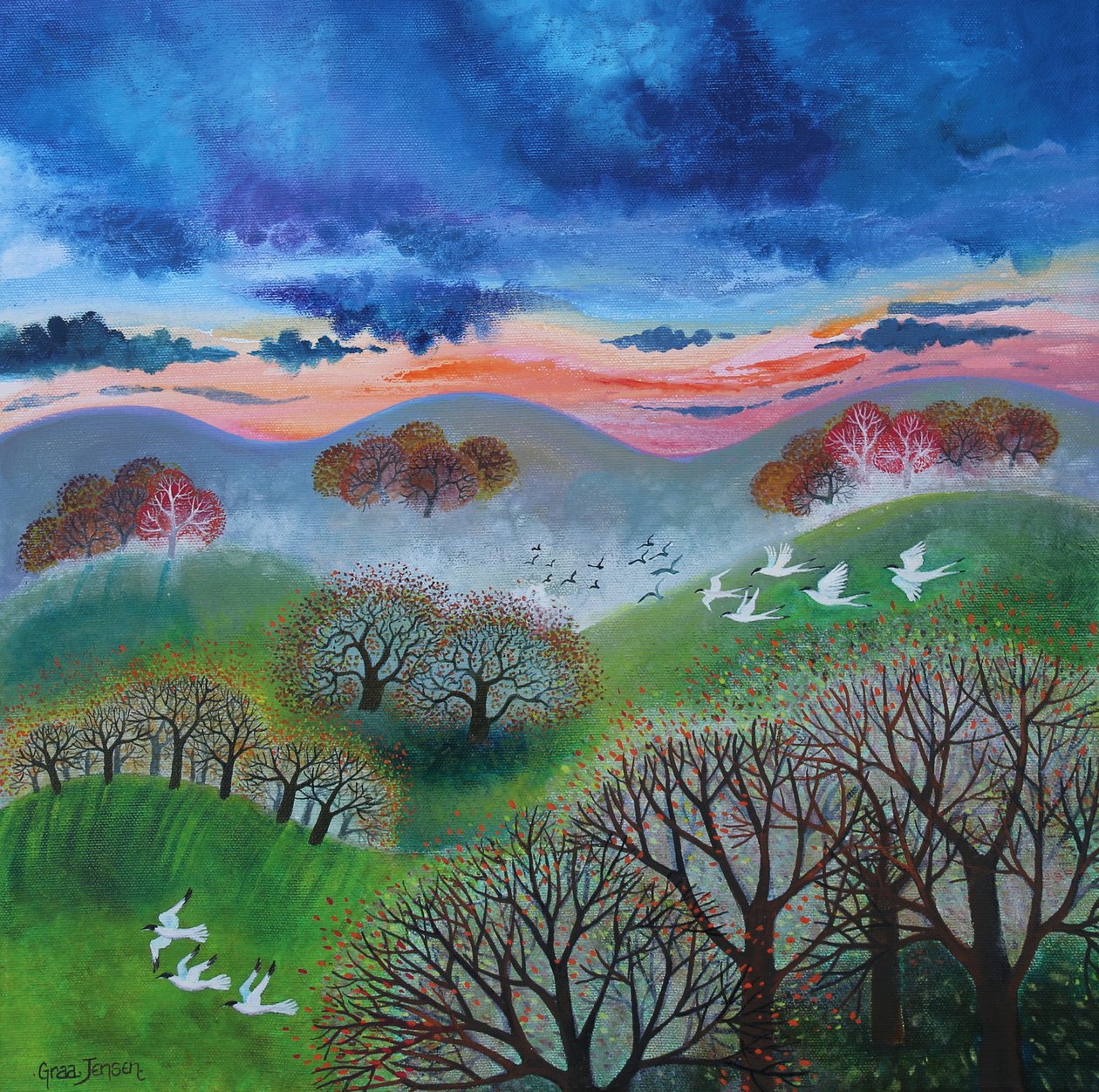 October Sunset, 2024 (akryl på duk) av Lisa Graa Jensen
