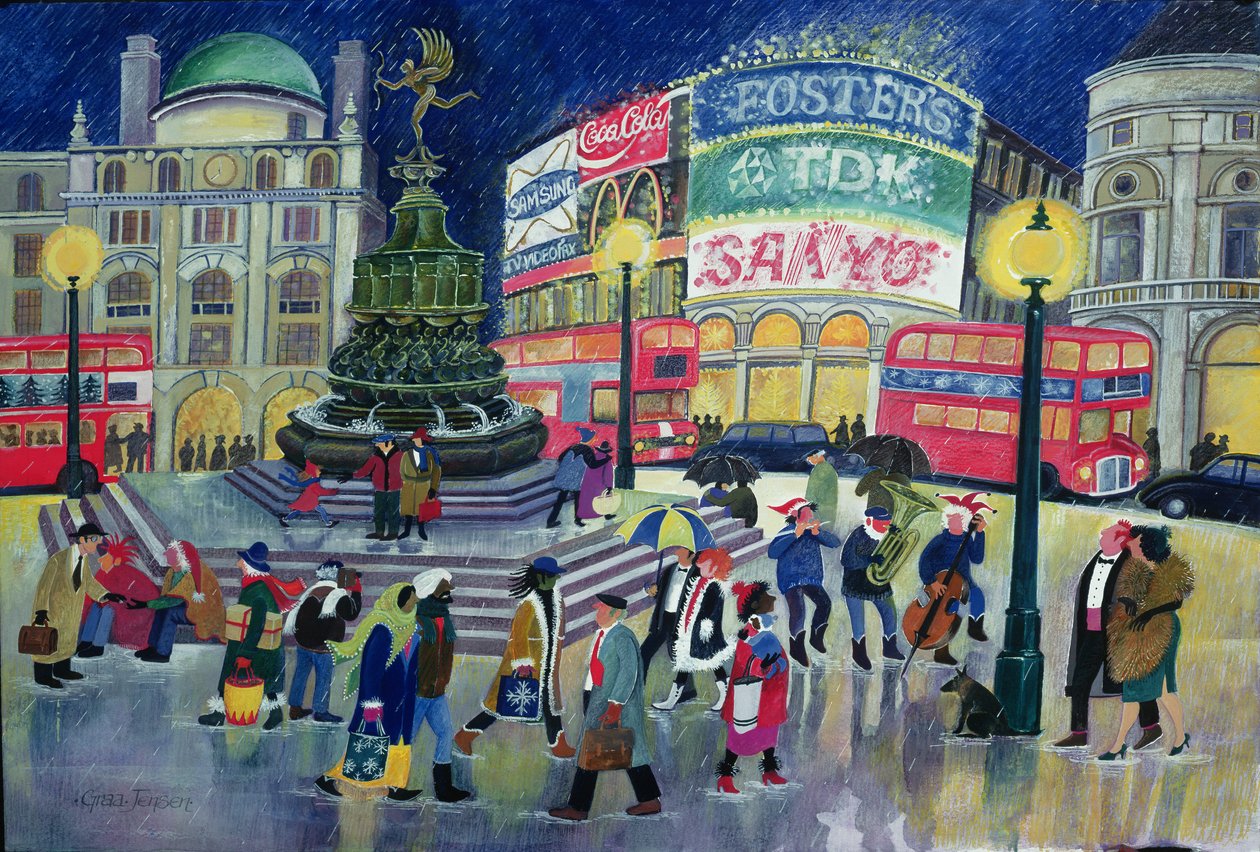 Piccadilly (wc och gouache på papper) av Lisa Graa Jensen