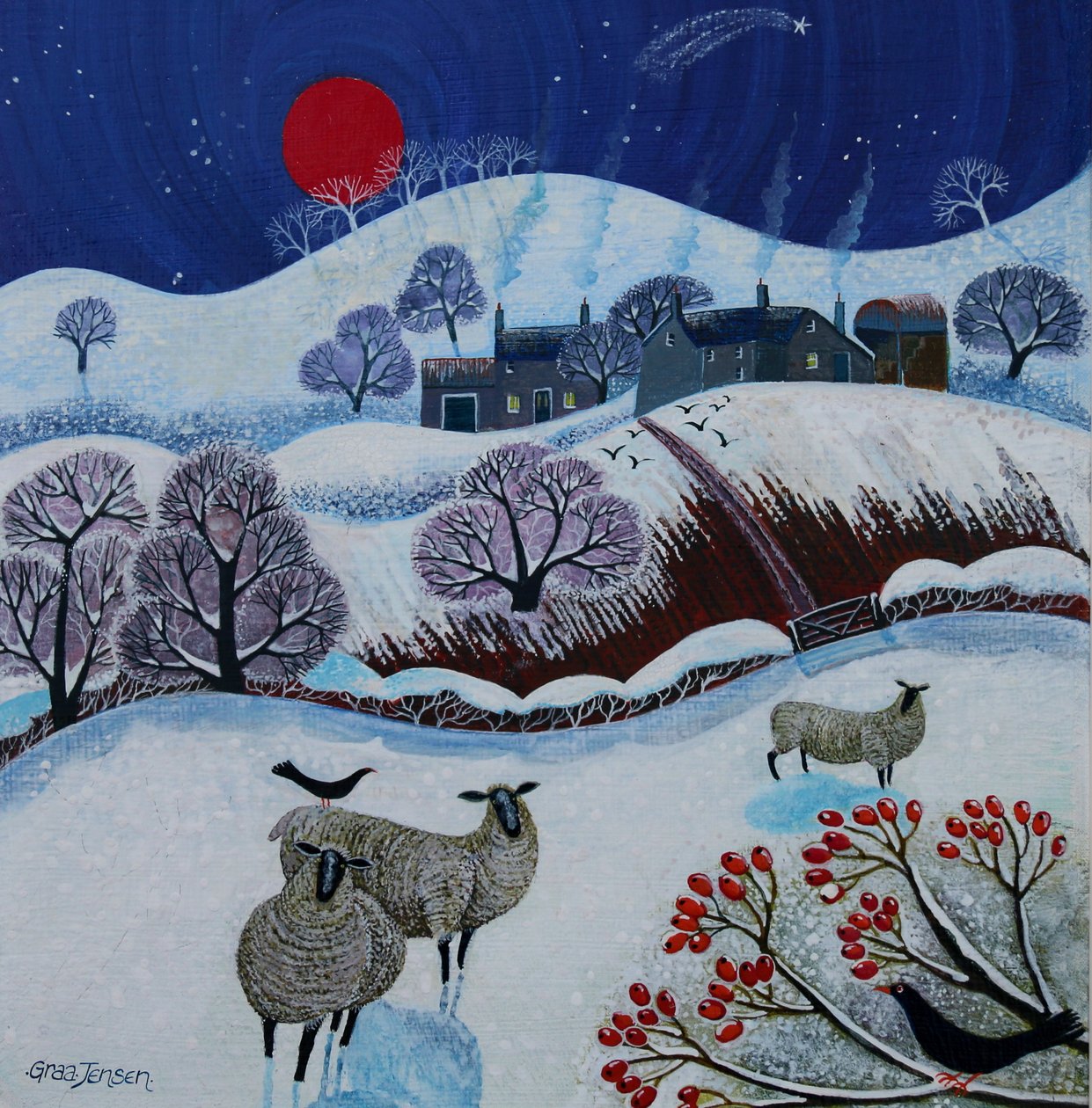 Snowy Times, 2025 (akryl på linne) av Lisa Graa Jensen