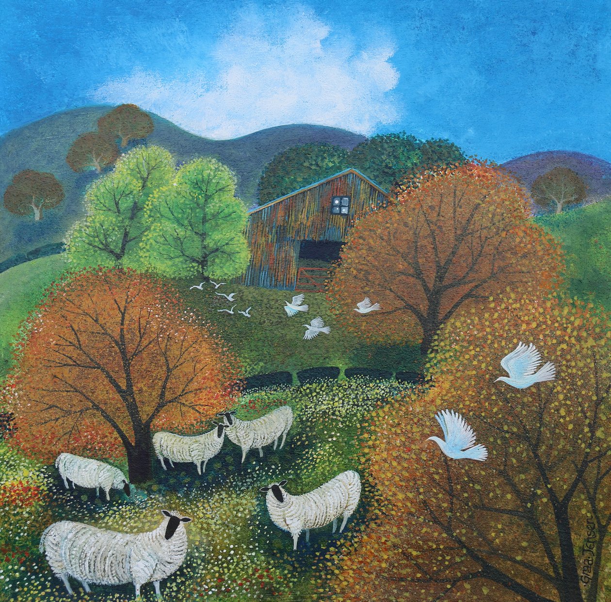 The Flock, 2024 (akryl på duk) av Lisa Graa Jensen