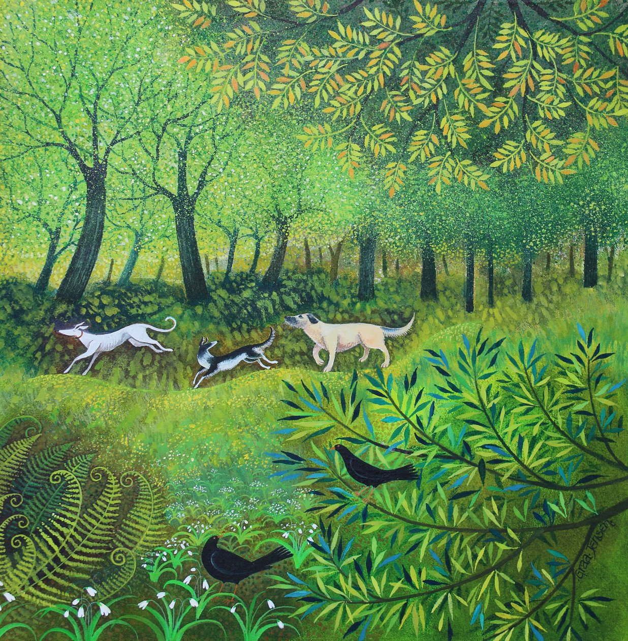 Three Friends, 2024 (akryl på duk) av Lisa Graa Jensen