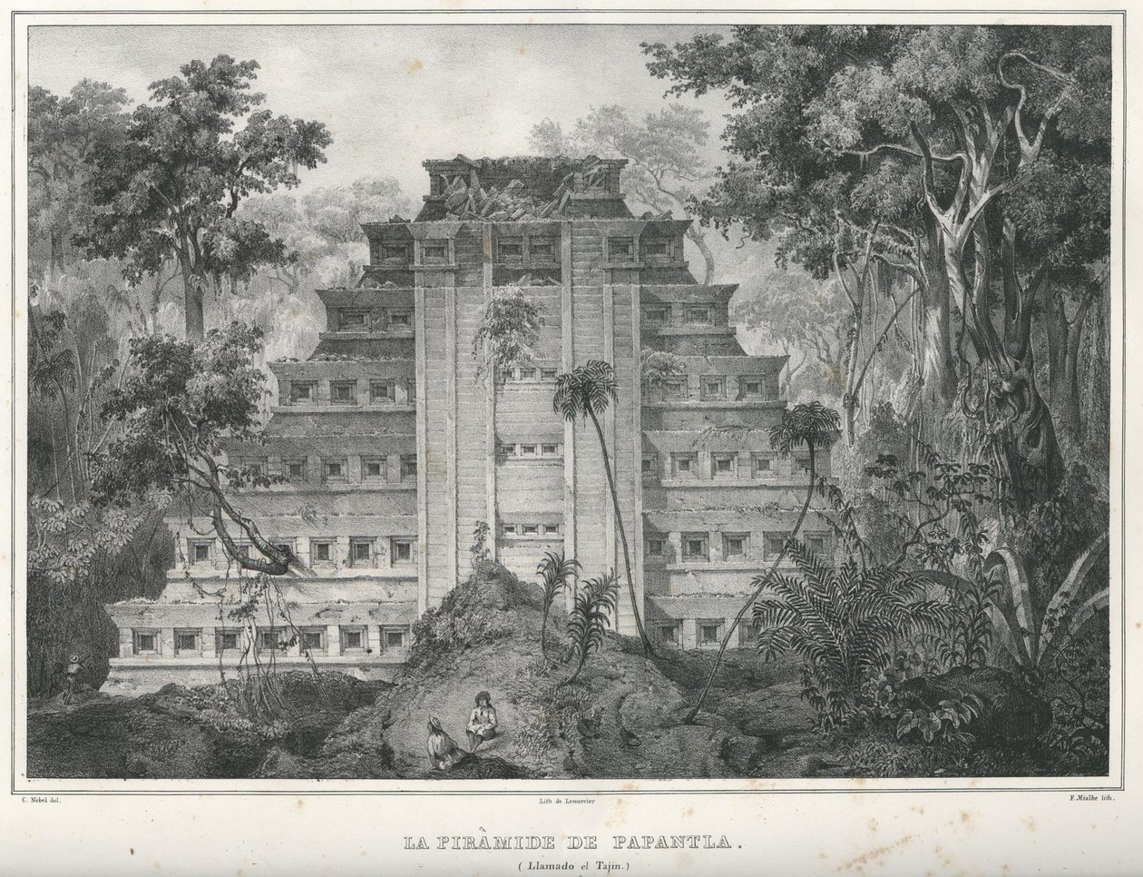 Pyramiden i Papantla, Mexiko. av Frederic Mialhe