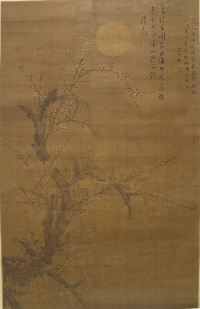 Blommande plommon i månsken och snö, 1500-talet. av Liu Shiru