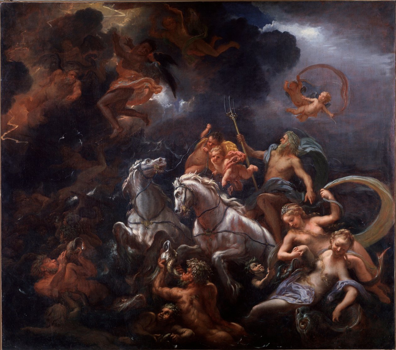 Neptunus och amfitrit - olja på duk av Livio Mehus