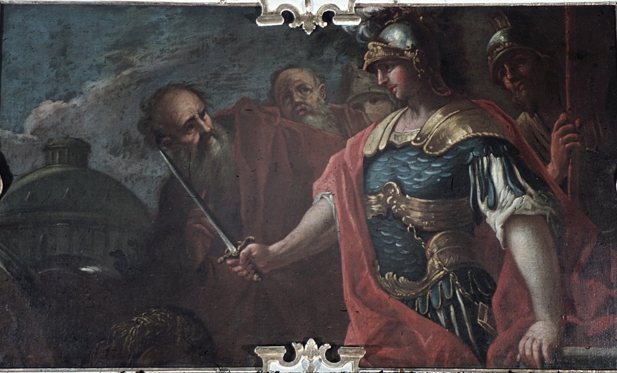 Alexander den store skär den gordiska knuten, 1736-1737 av Livio Retti