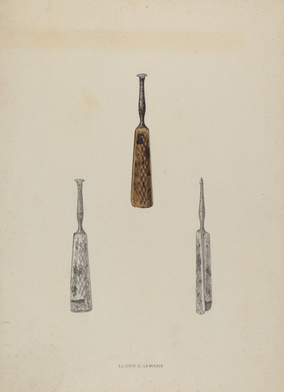 Läderguidemarkör, ca. 1937. av Lloyd Charles Lemcke