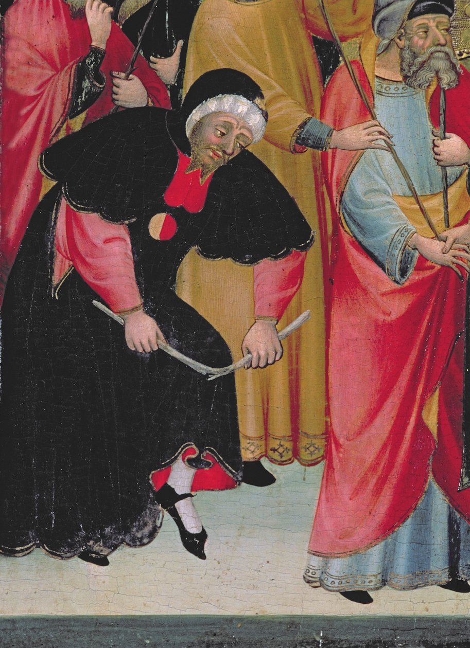 Judiska barcelonier, detalj från Jungfruns altartavla och St. George, ca 1390-1400 (tempera på panel) av Lluís Borrassà