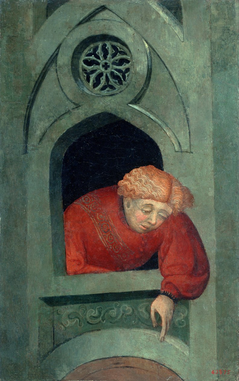 Young Man Leaning out of the Window av Lluís Borrassà