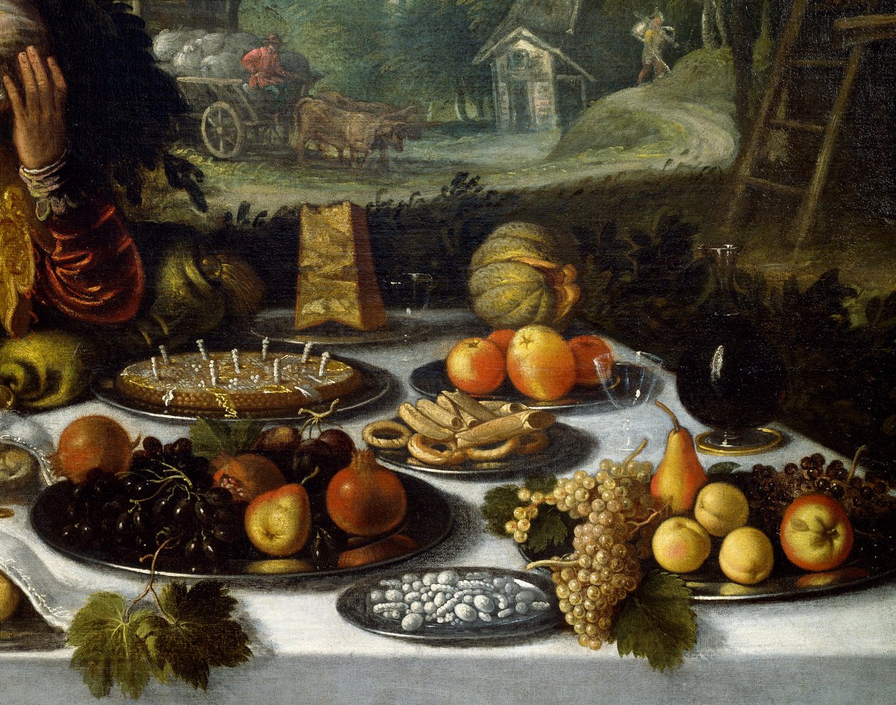 Tabelluppslag, detalj från Vanity of Wealth av Lodewijk Toeput (cirka 1550-cirka 1605) av Lodewijk Toeput