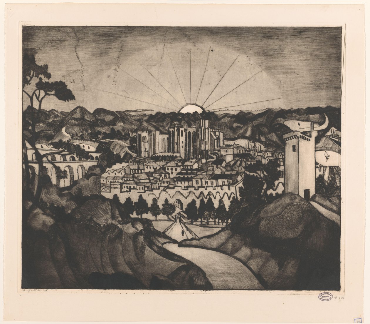 Avignon (originaltitel) av Lodewijk Schelfhout (signed by artist)