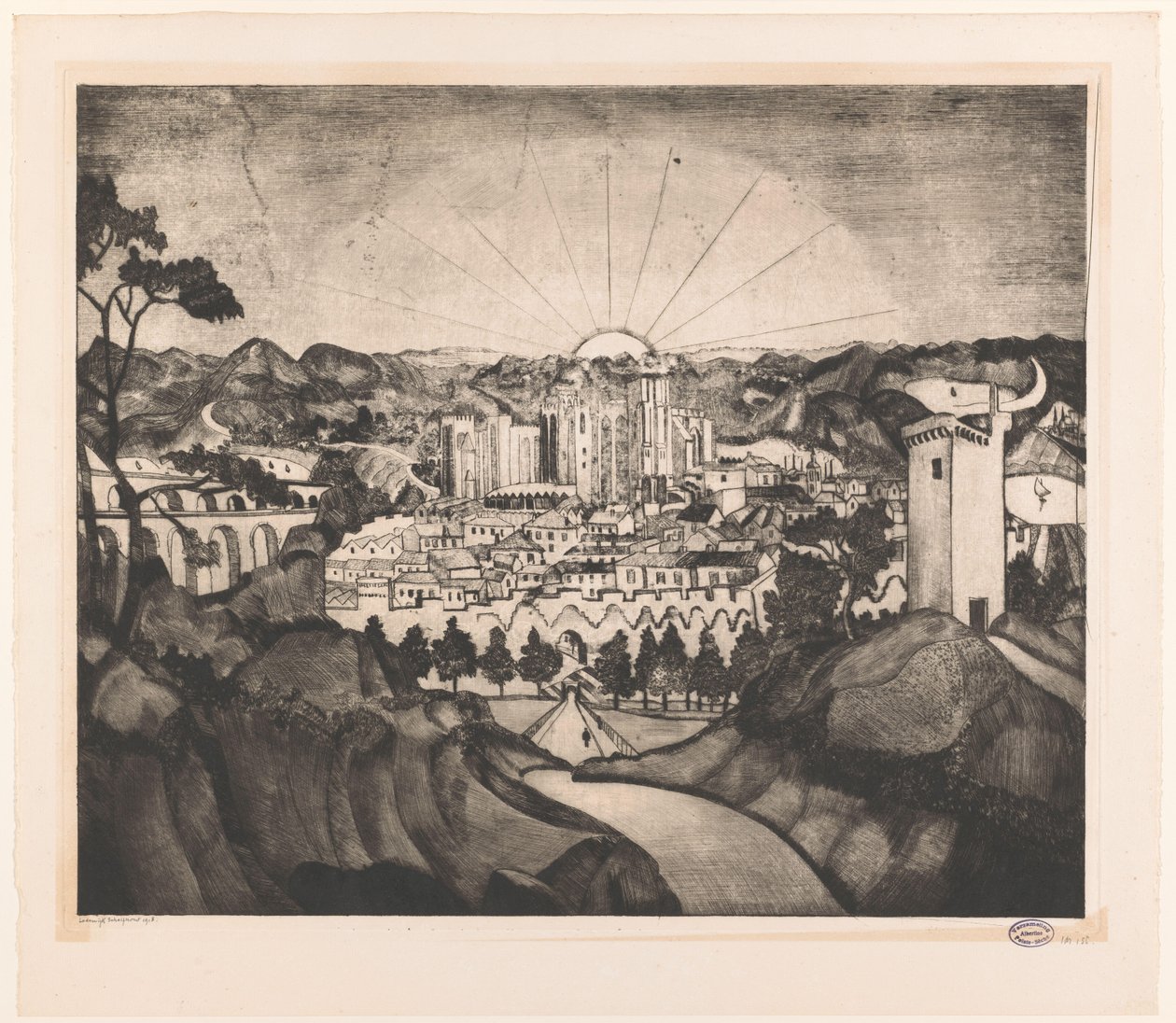 Avignon (originaltitel) av Lodewijk Schelfhout (signed by artist)