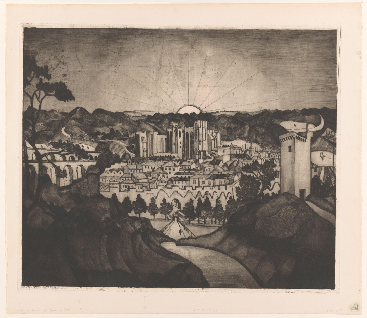 Avignon (originaltitel) av Lodewijk Schelfhout (signed by artist)