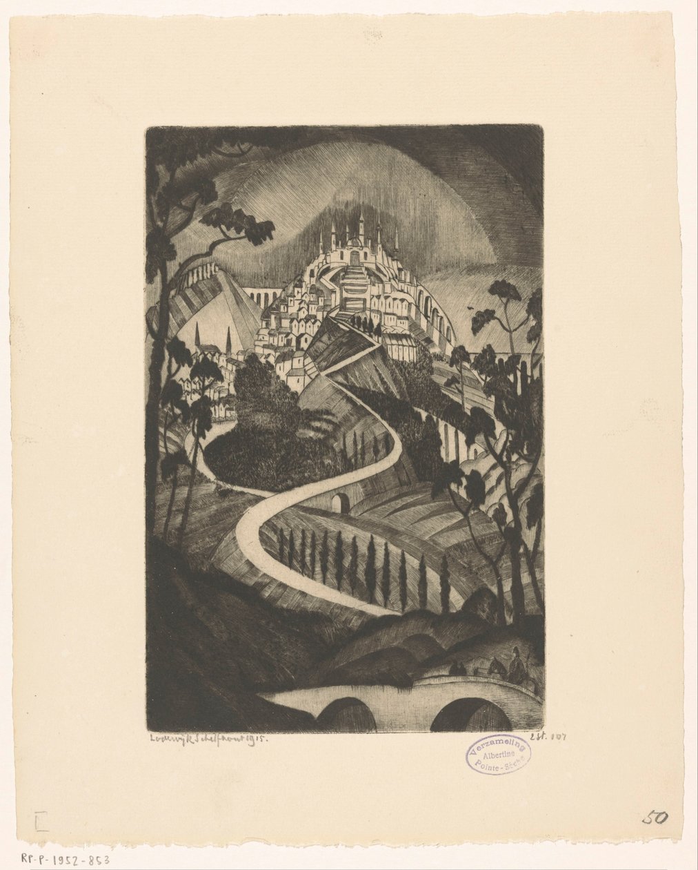 Berg La Montagne (originaltitel på objekt) av Lodewijk Schelfhout (signed by artist)