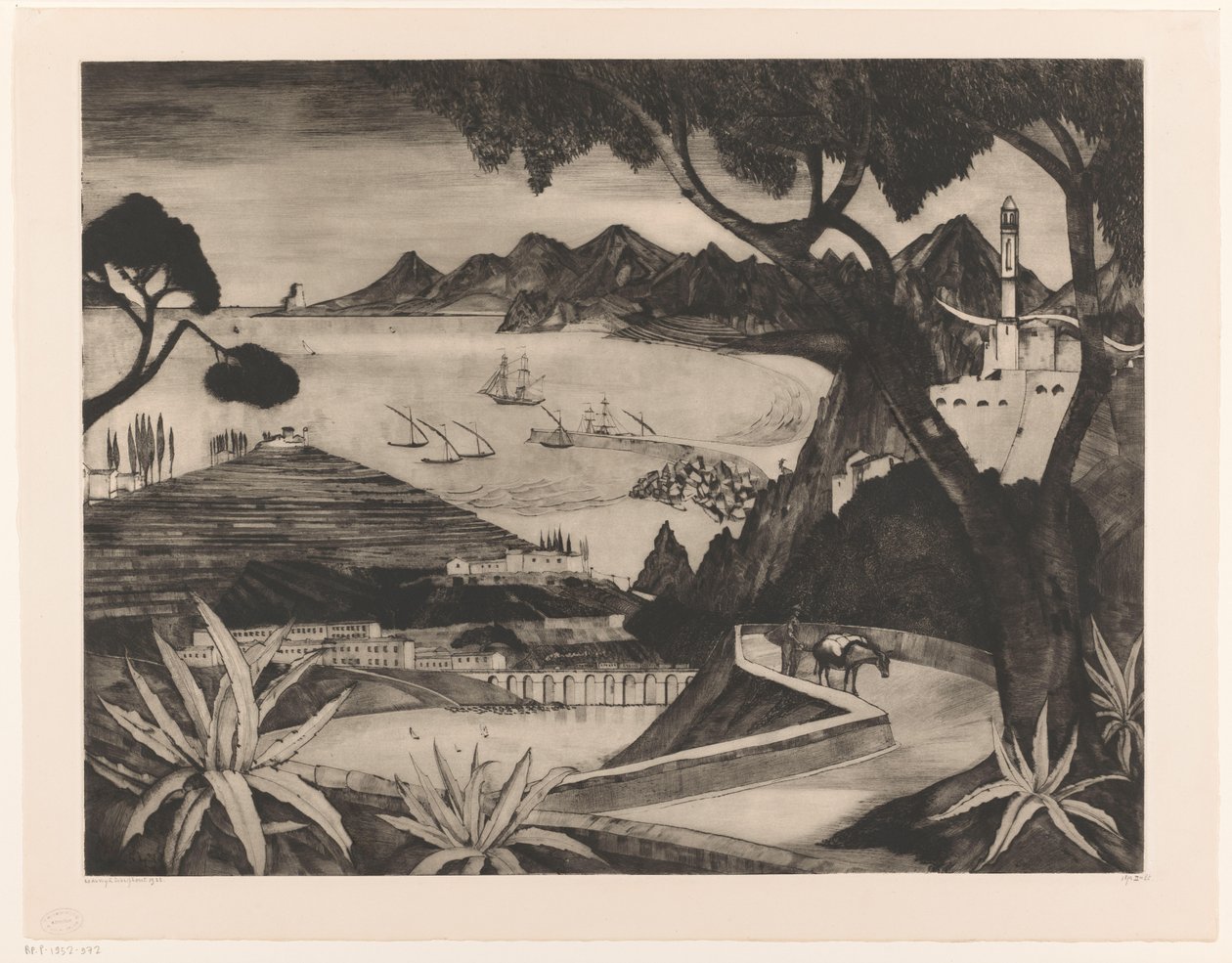 Berglandskap med bukt på Korsika La Corse (originaltitel) av Lodewijk Schelfhout (signed by artist)