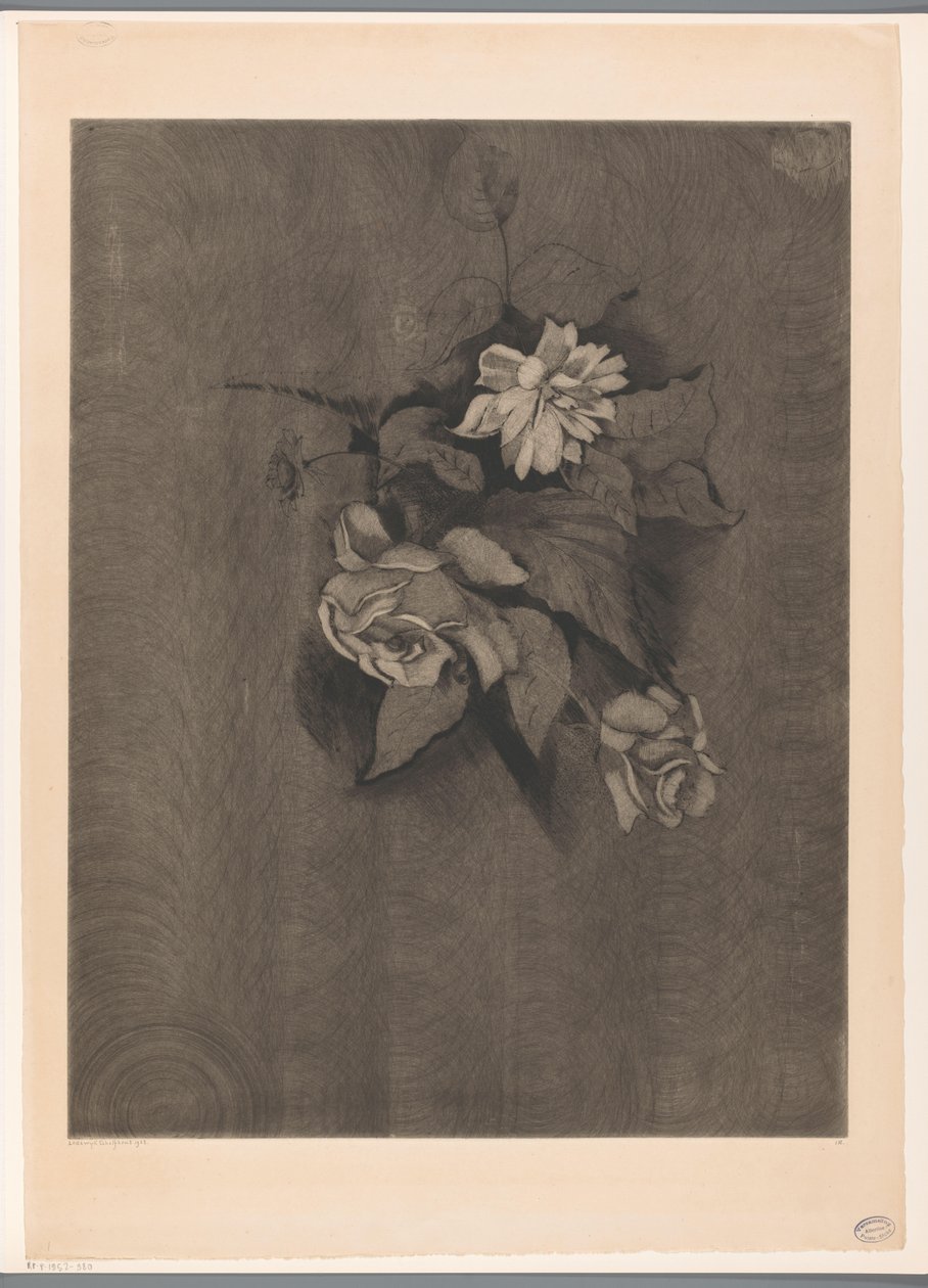 Blomsterarrangemang med rosor Les Roses (originaltitel) av Lodewijk Schelfhout (signed by artist)