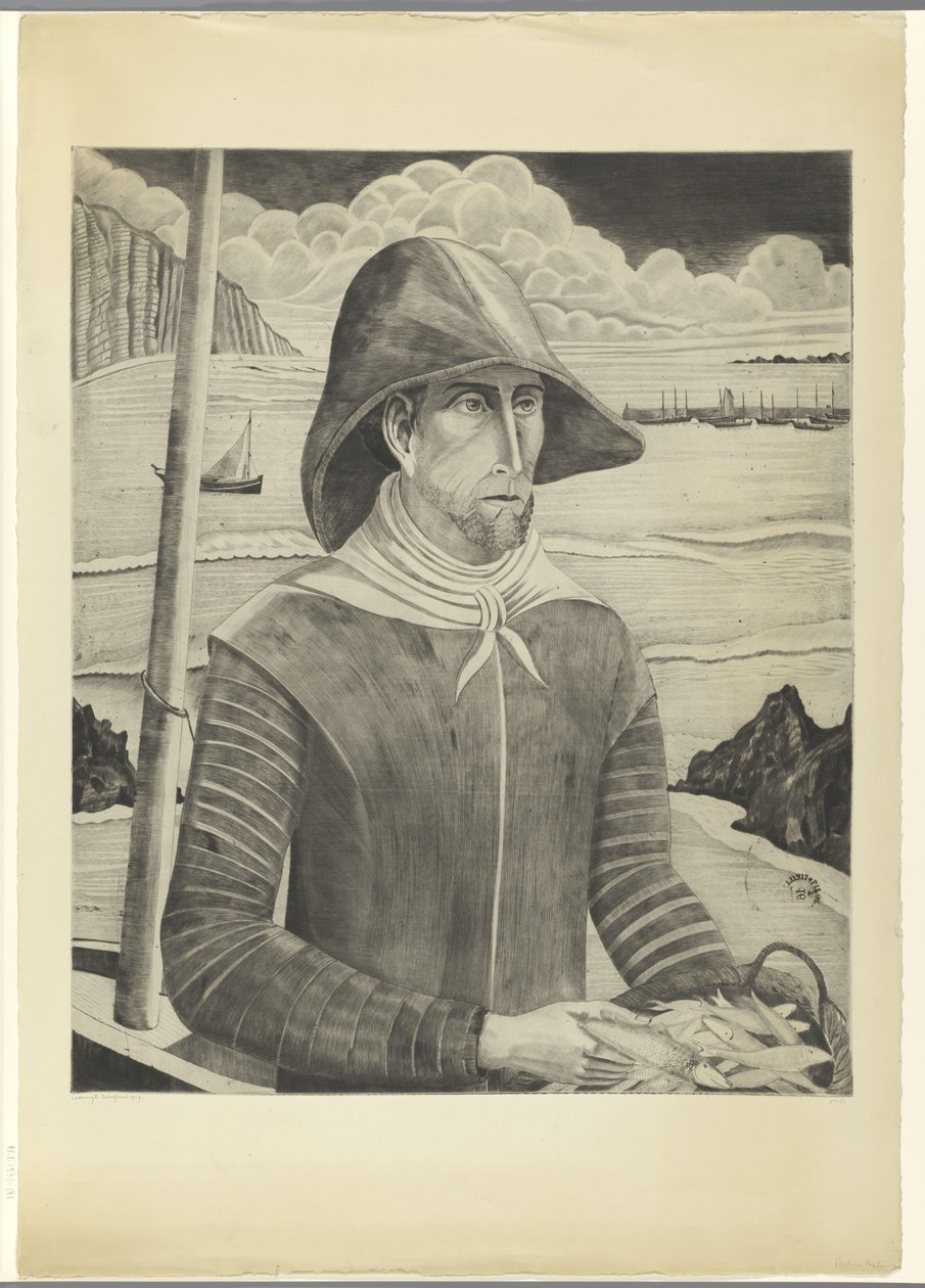 Bretonsk skruv Breton Fisherman II (originaltitel) av Lodewijk Schelfhout (signed by artist)