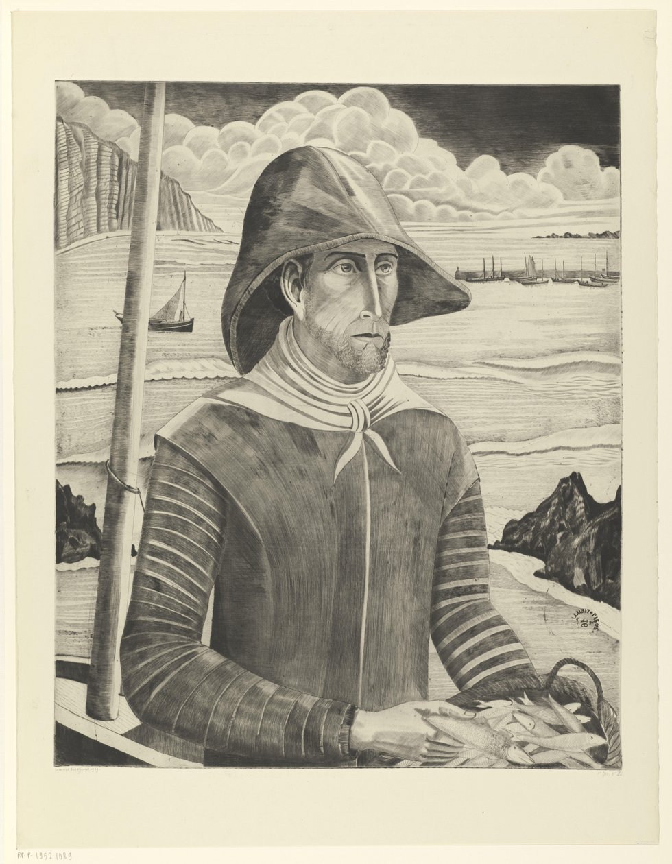 Bretonsk skruv Breton Fisherman II (originaltitel) av Lodewijk Schelfhout (signed by artist)