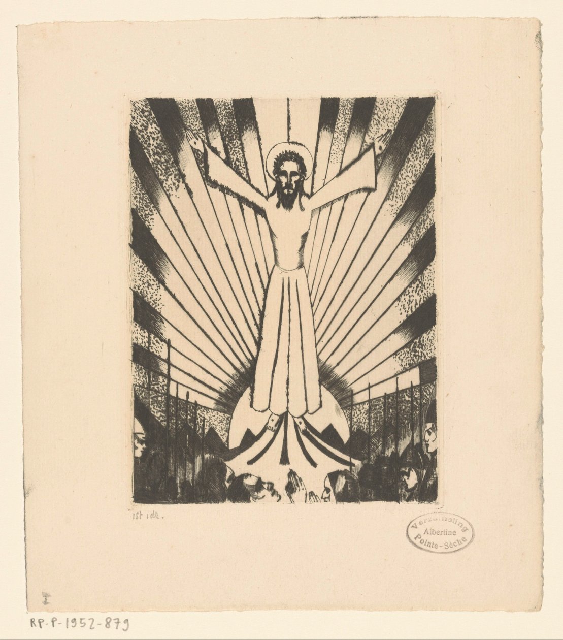 Kristus med utsträckta armar i ett kuperat landskap av Lodewijk Schelfhout (signed by artist)