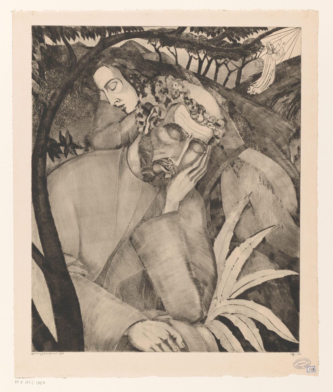 Kristus på Oljeberget Dans le Jardin des Oliviers (originaltitel) av Lodewijk Schelfhout (signed by artist)