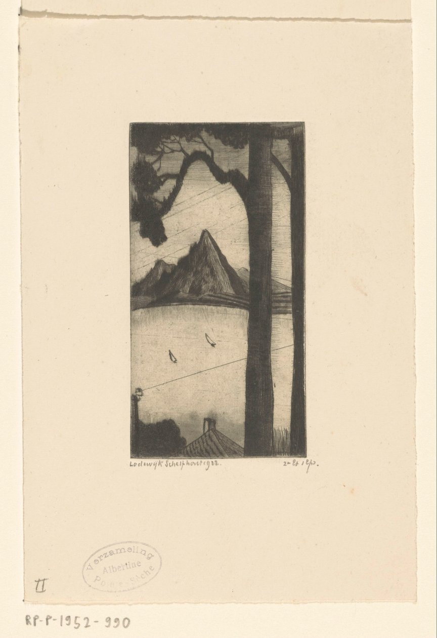Korsikanskt landskap Les Sapins Corses (originaltitel) av Lodewijk Schelfhout (signed by artist)
