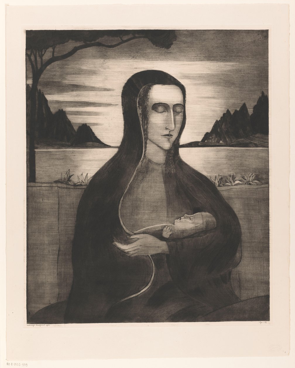 Korsikansk kvinna med barn Femme Corse avec enfant (originaltitel) av Lodewijk Schelfhout (signed by artist)