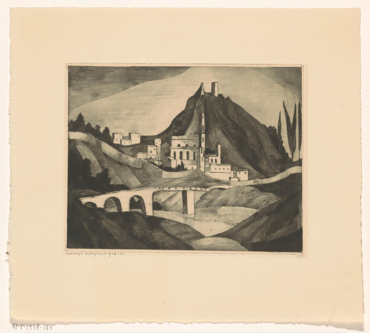 Corte I (originaltitel) av Lodewijk Schelfhout (signed by artist)