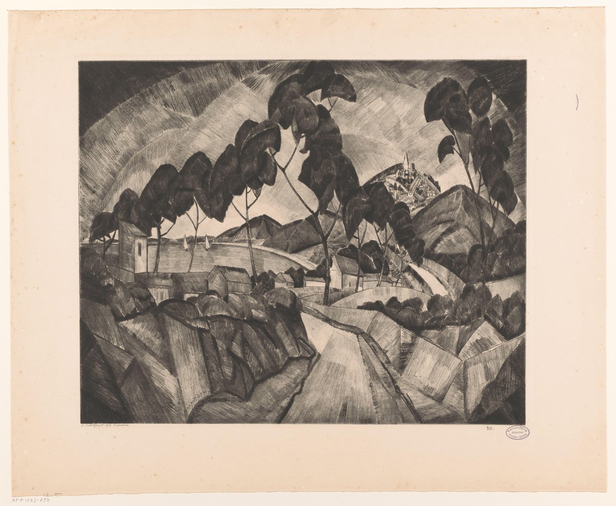 Kuperat landskap i Provence La Provence (originaltitel på objekt) av Lodewijk Schelfhout (signed by artist)