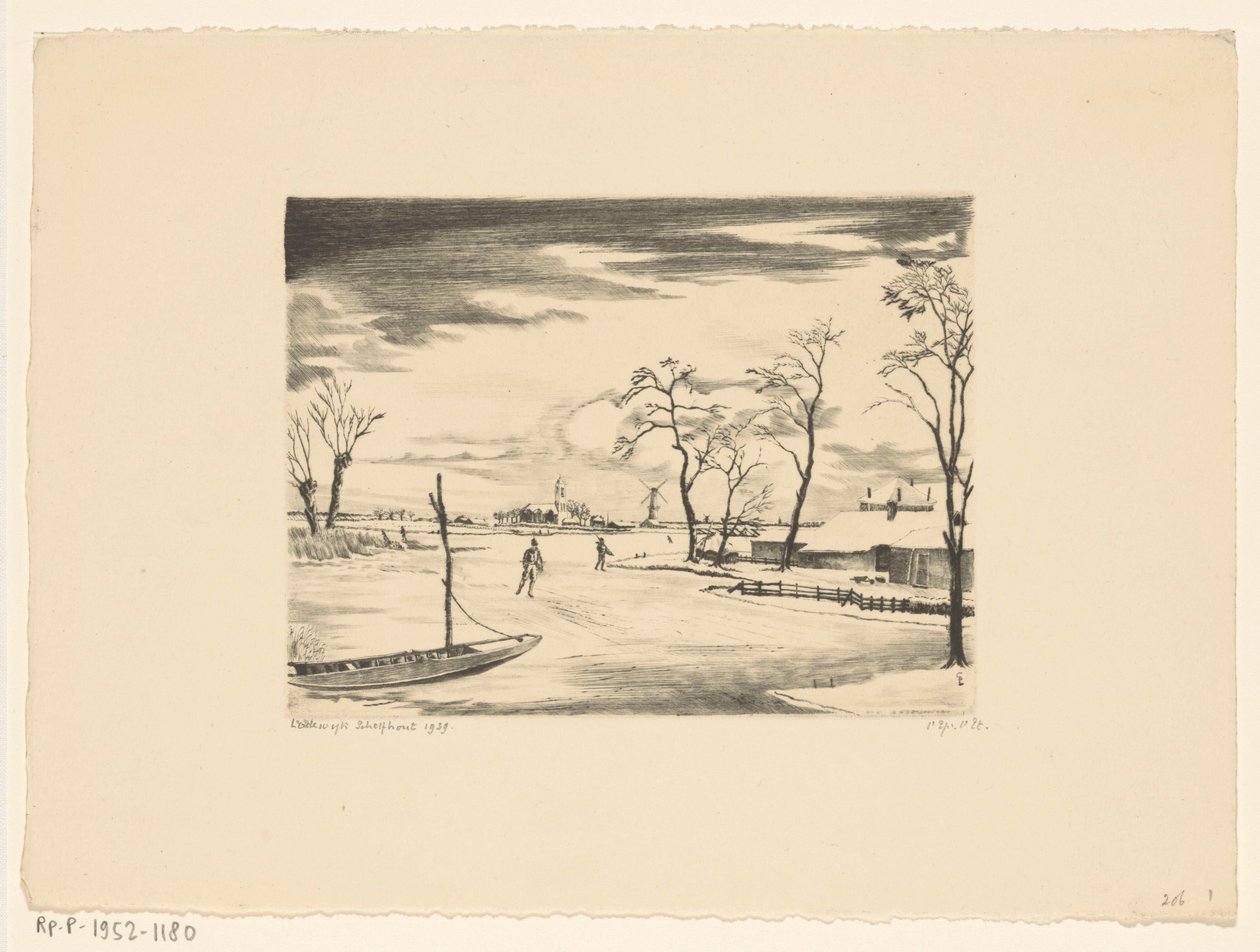 Holländskt vinterlandskap II Hiver och Hollande II (originaltitel) av Lodewijk Schelfhout (signed by artist)