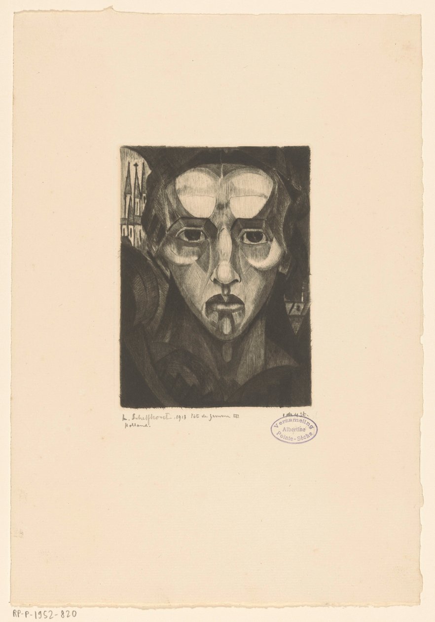 Huvudet av en kvinna Tête de femme III (originaltitel på objektet) av Lodewijk Schelfhout (signed by artist)
